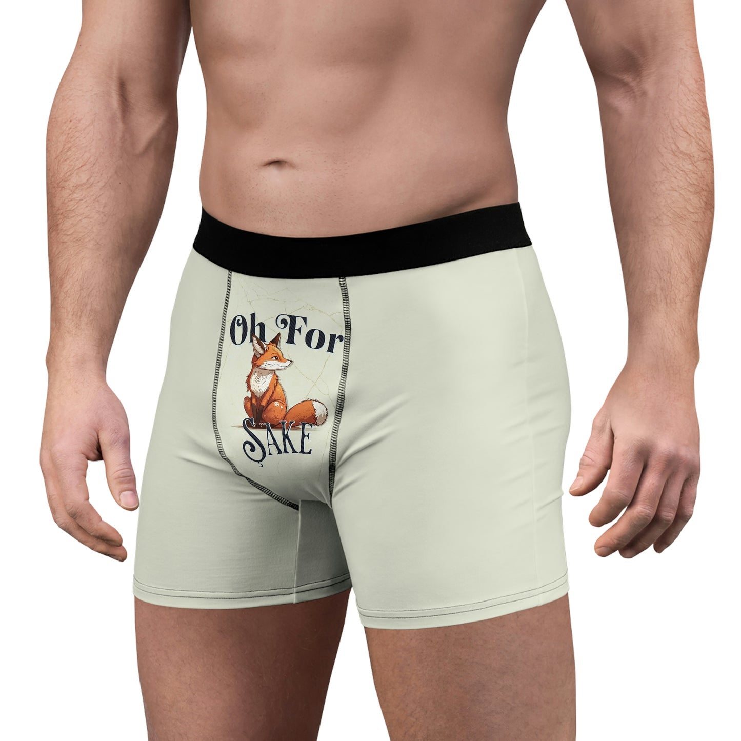 Oh For Fox Sake Boxers for Men, Boyfriend Xmas Gift, Newlywed Gift, Underwear Men, Men's Boxer Briefs - Sand