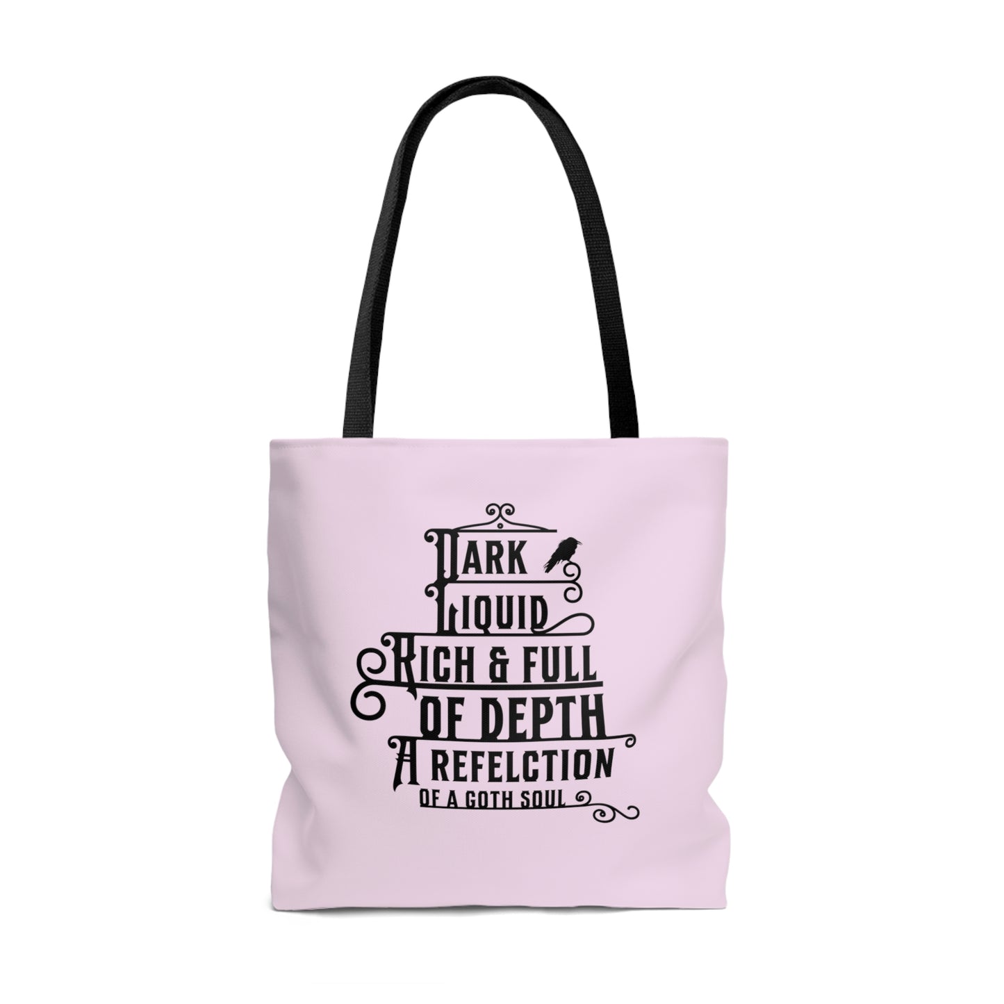 Minimalistic Goth Cat & Coffee Lovers Large Eco Tote Bag for Book Lovers, Dual Printed, Book Reader Gift Ideas - Pink Large Eco Tote Bag