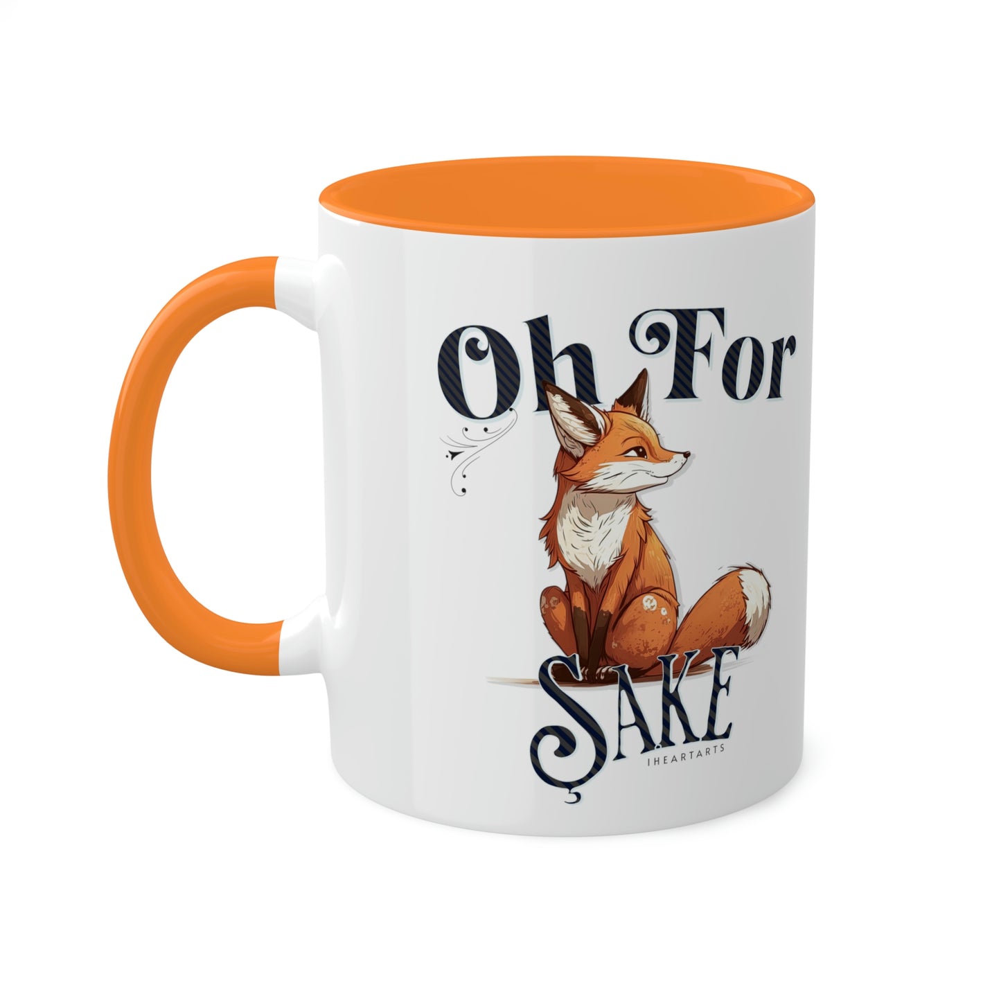 Oh For Fox Sake, Fox Lovers Gifts Idea, Cute Mugs, Funny Novelty Gift for Coffee & Tea Lovers - Orange Accent Mug, 11oz