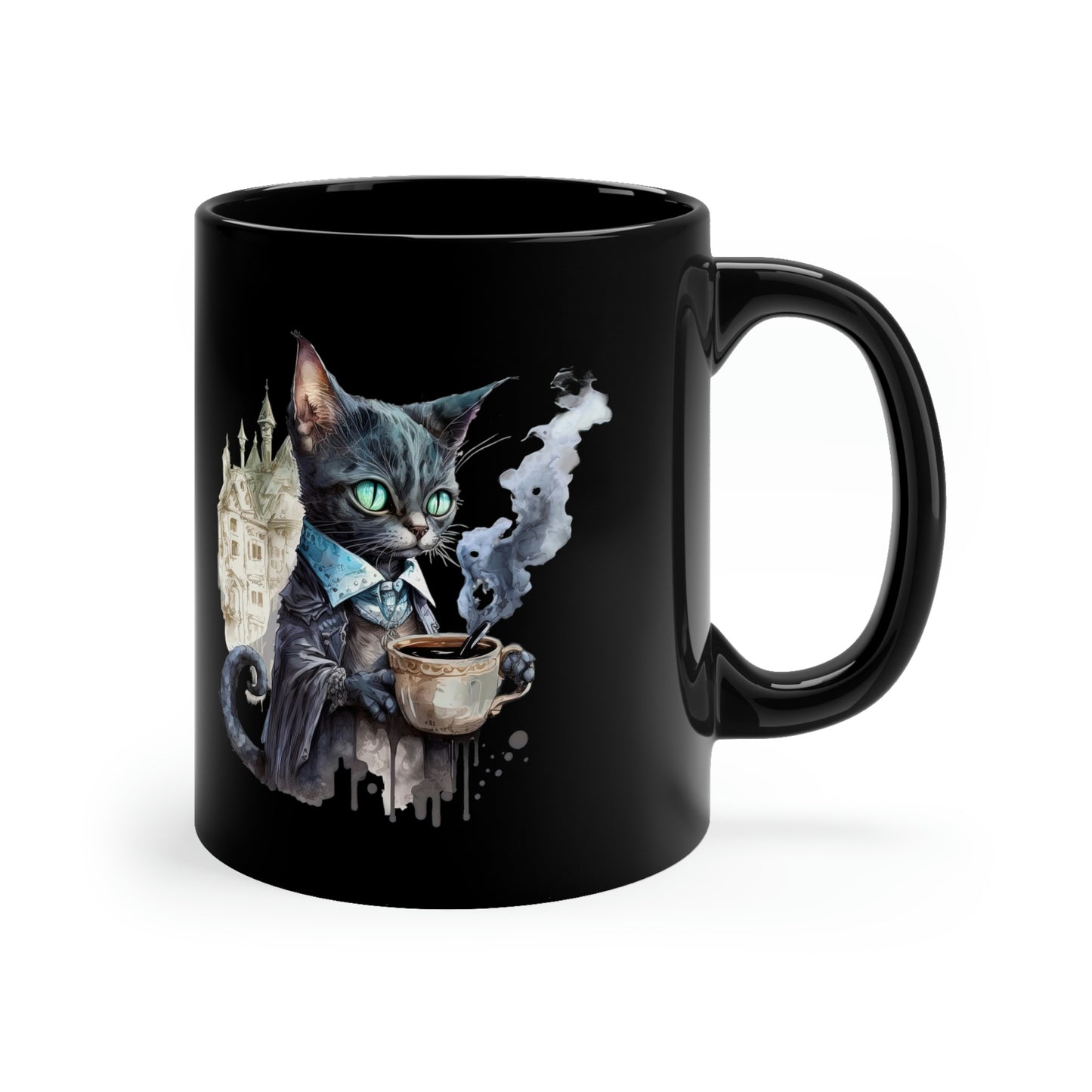 Goth Cat for Coffee & Cat Lovers - Black Mug, 11oz