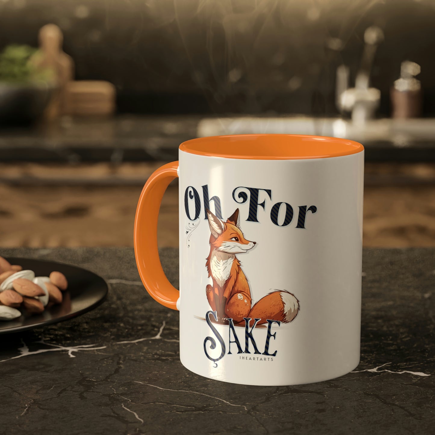 Oh For Fox Sake, Fox Lovers Gifts Idea, Cute Mugs, Funny Novelty Gift for Coffee & Tea Lovers - Orange Accent Mug, 11oz