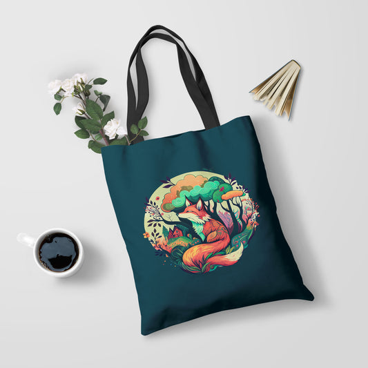 Fox Lovers Gift, Dual Side Printed, Canvas Book Bag, Field Bag, School Gift - S-M-Large Canvas Tote Bag